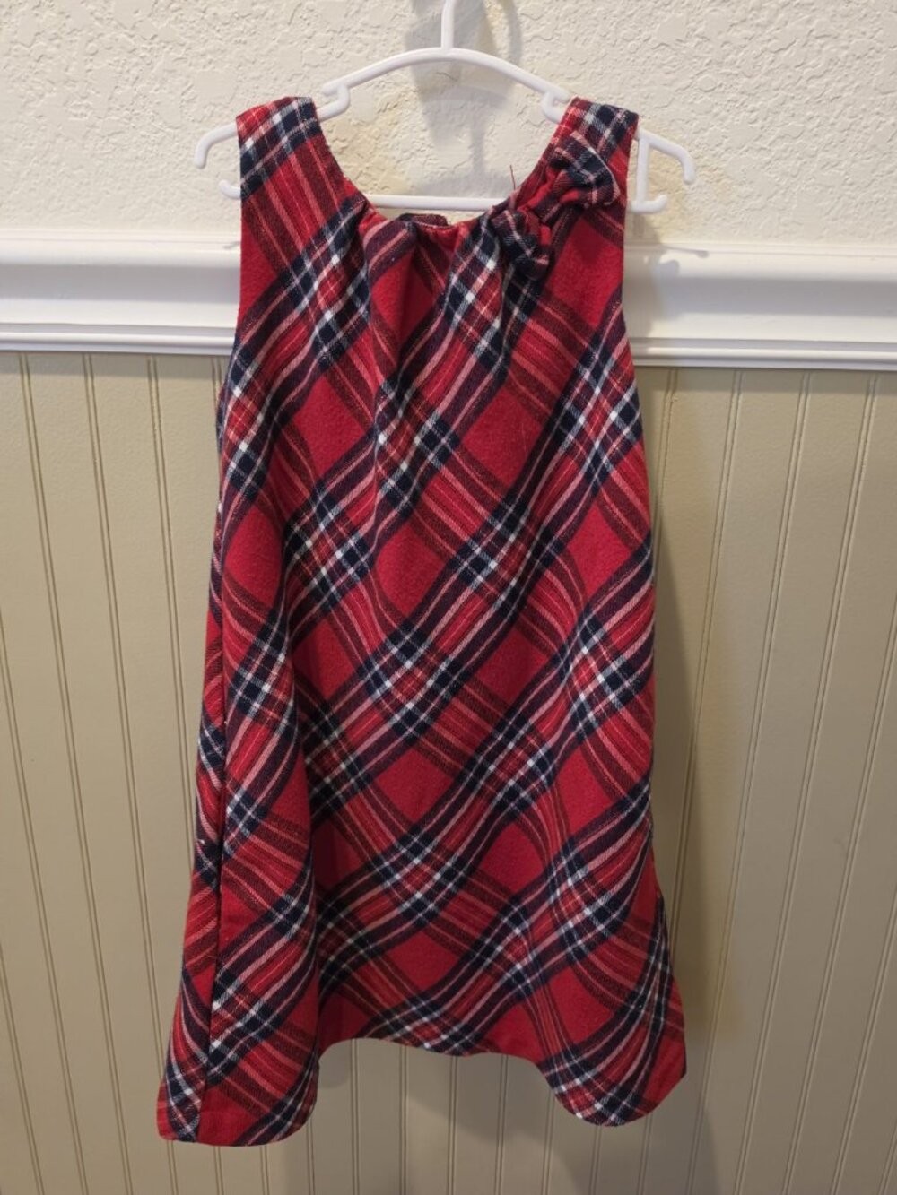 H&M Girls Red Plaid Shift Dress Size 5-6Y Sleeveless Cotton